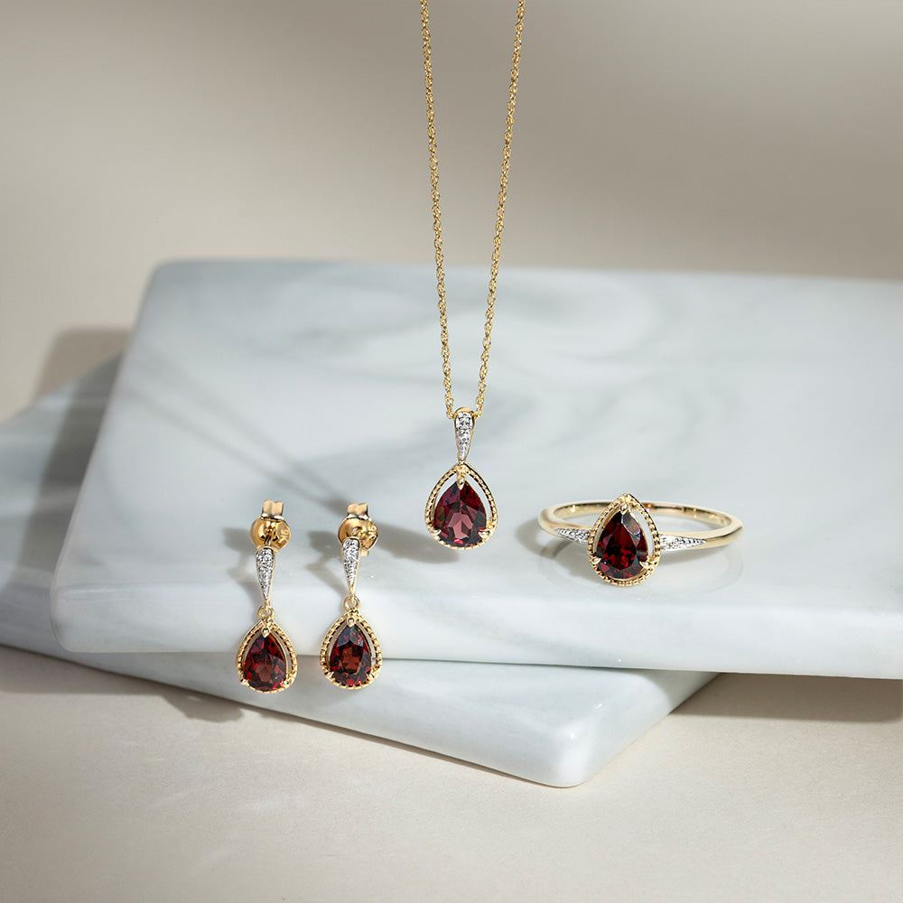 classic-pear-garnet-diamond-drop-earrings-in-9ct-yellow-gold-135e1912049 Flatlay