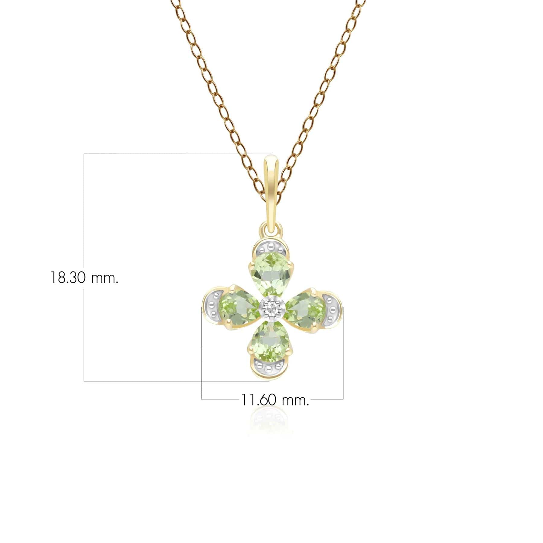 Collar con colgante floral de peridoto y diamantes en oro amarillo de 9 quilates