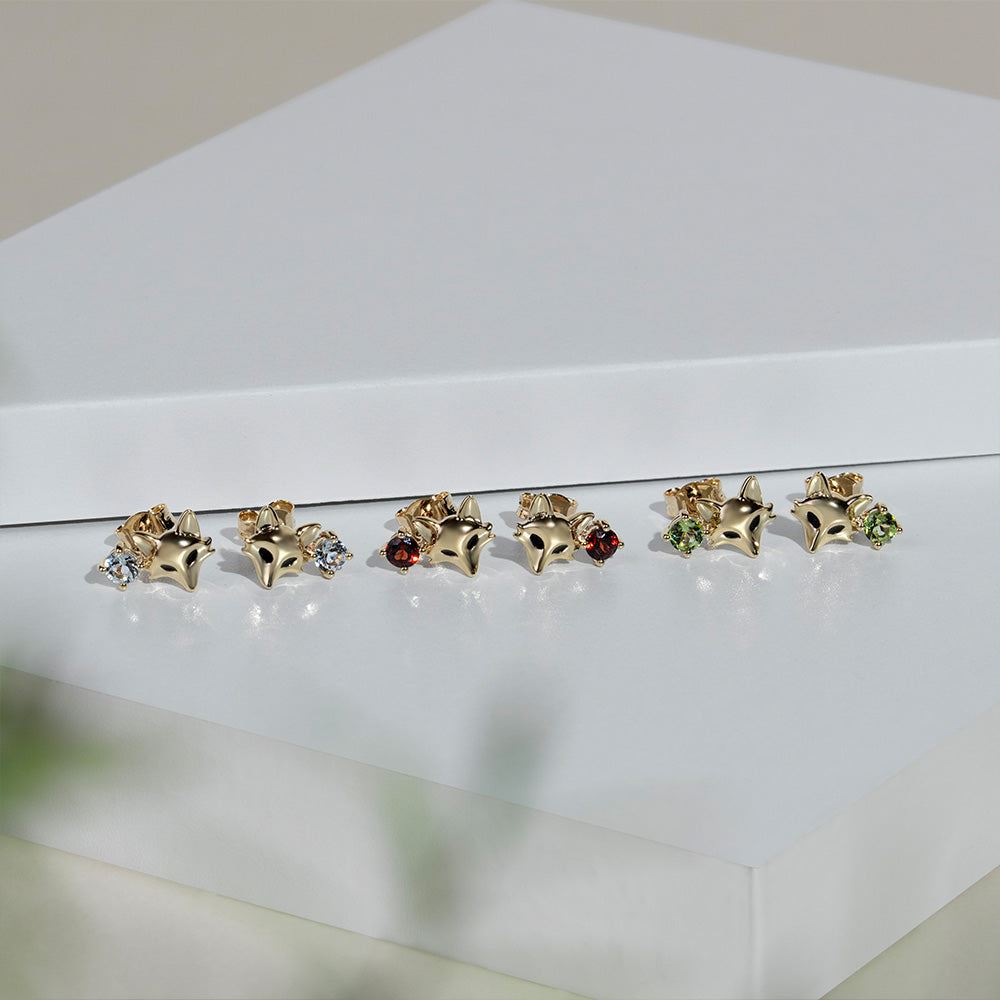 Gardenia Topaz Fox Earrings In 9ct Yellow Gold