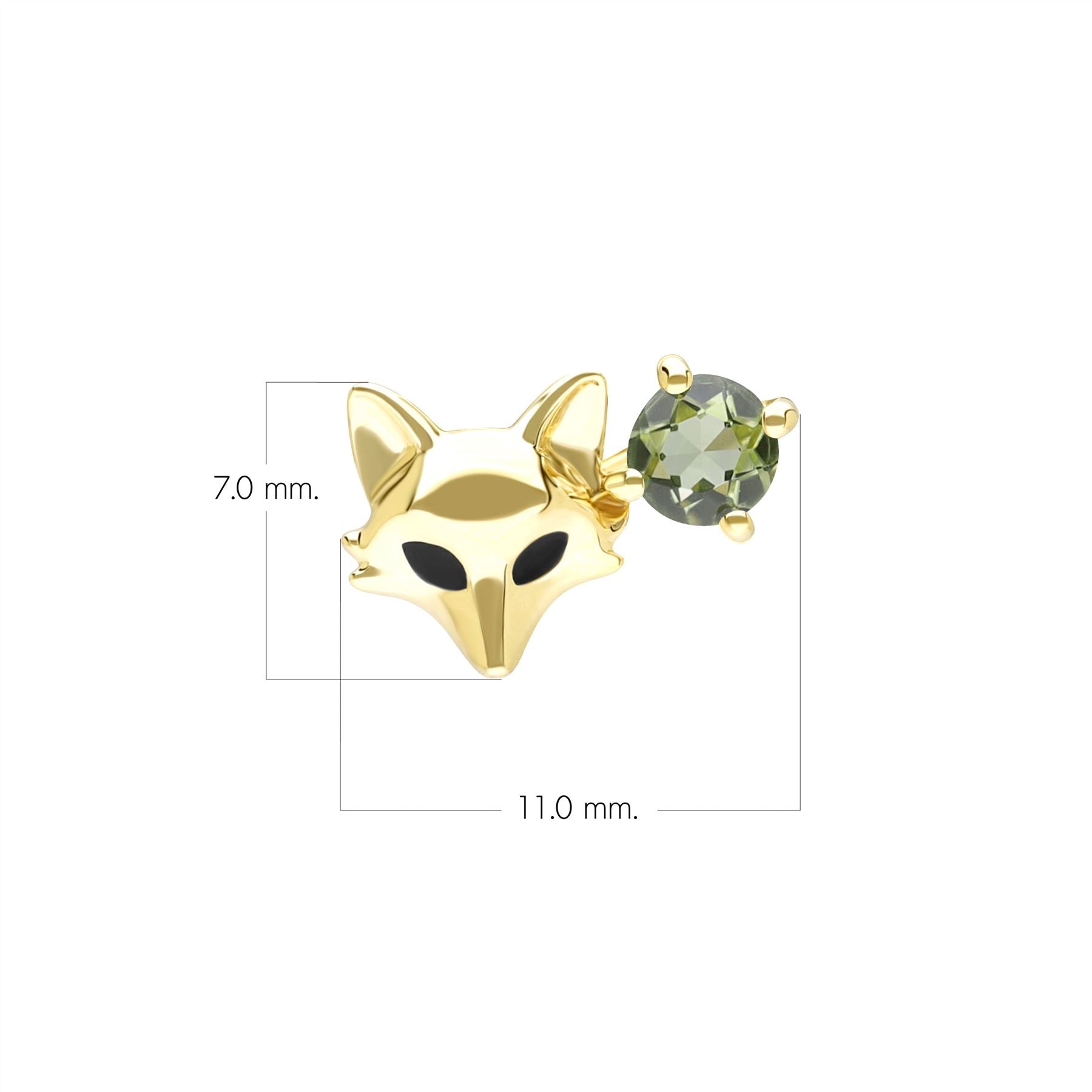 Gardenia Peridot Fox Pin In 9ct Yellow Gold