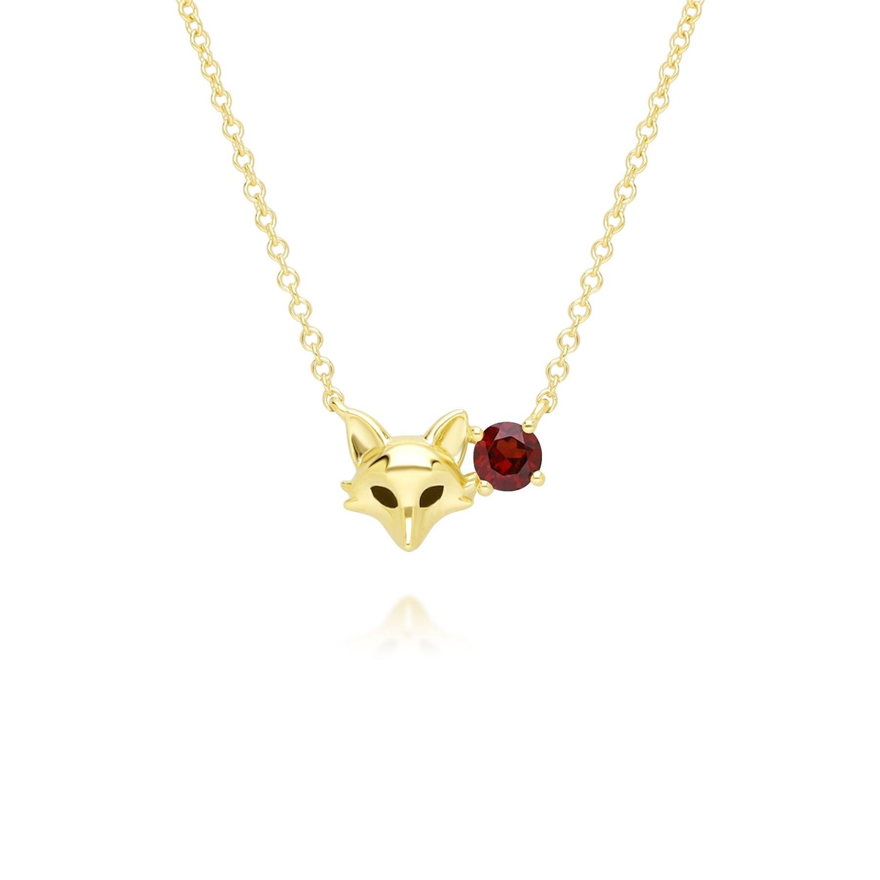 Gardenia Garnet Fox Necklace In 9ct Yellow Gold