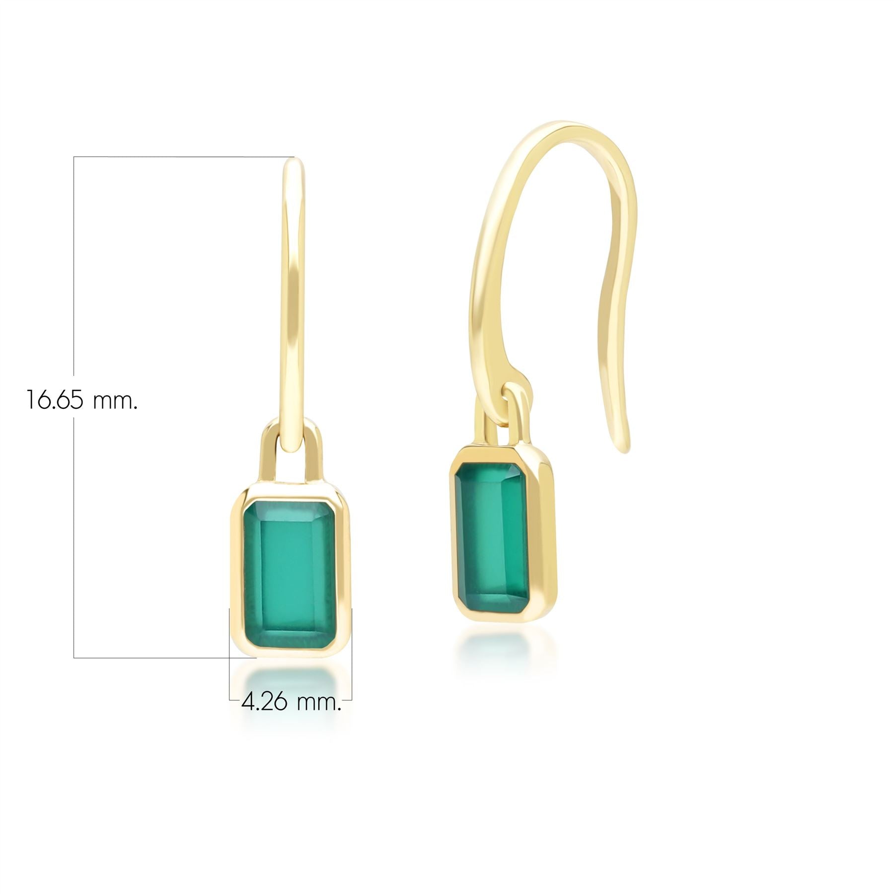 Pendientes colgantes de calcedonia con talla baguette clásica en oro amarillo de 9 quilates