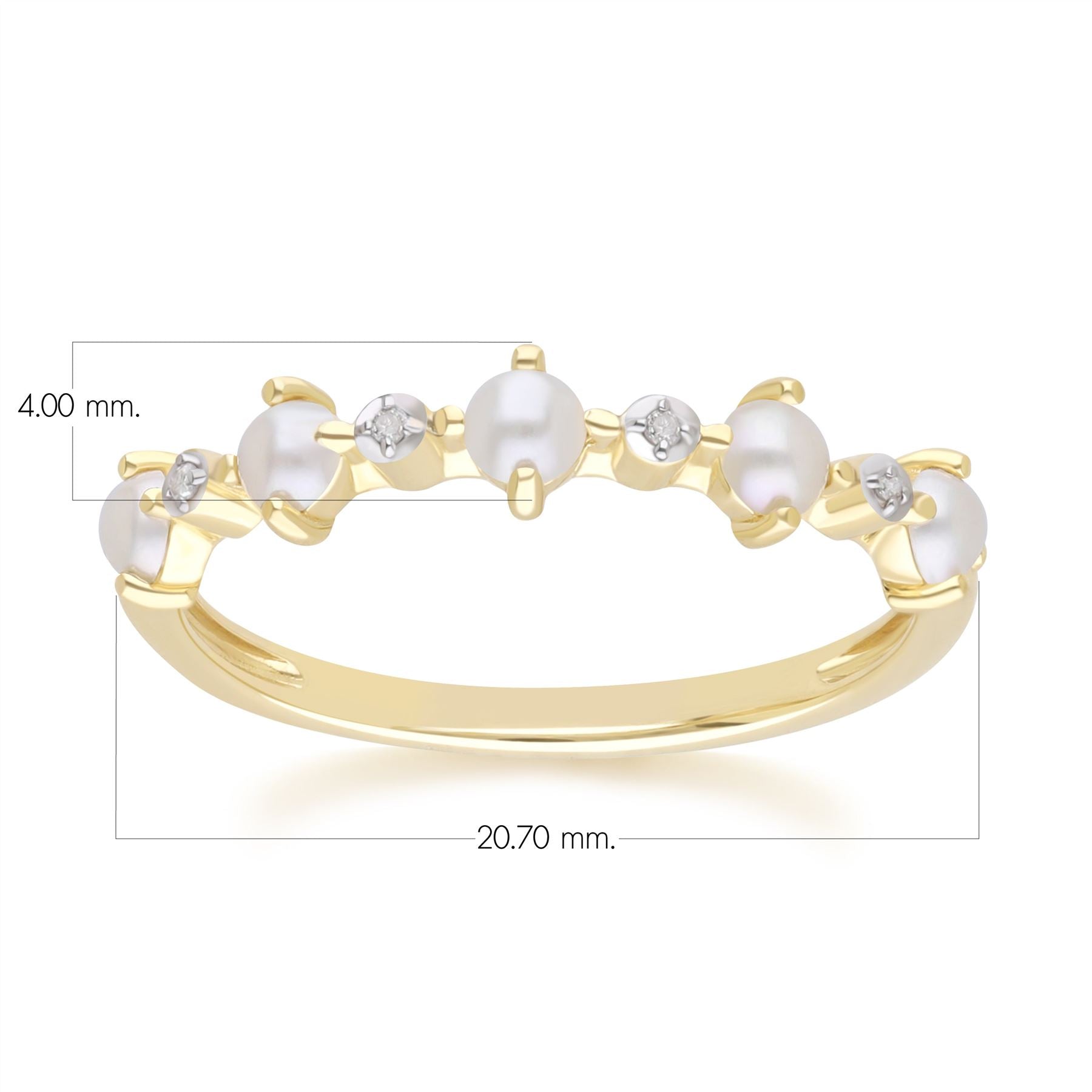 Anillo de eternidad clásico con perla y diamantes en oro amarillo de 9 quilates