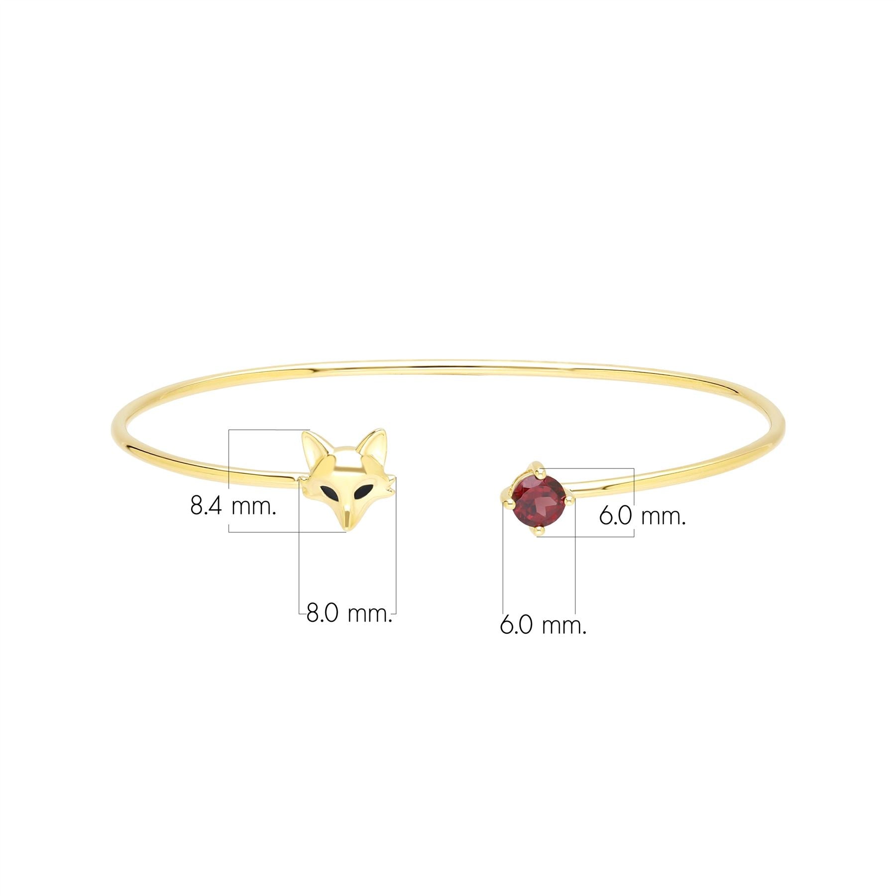 Gardenia Garnet Fox Bangle In 9ct Yellow Gold