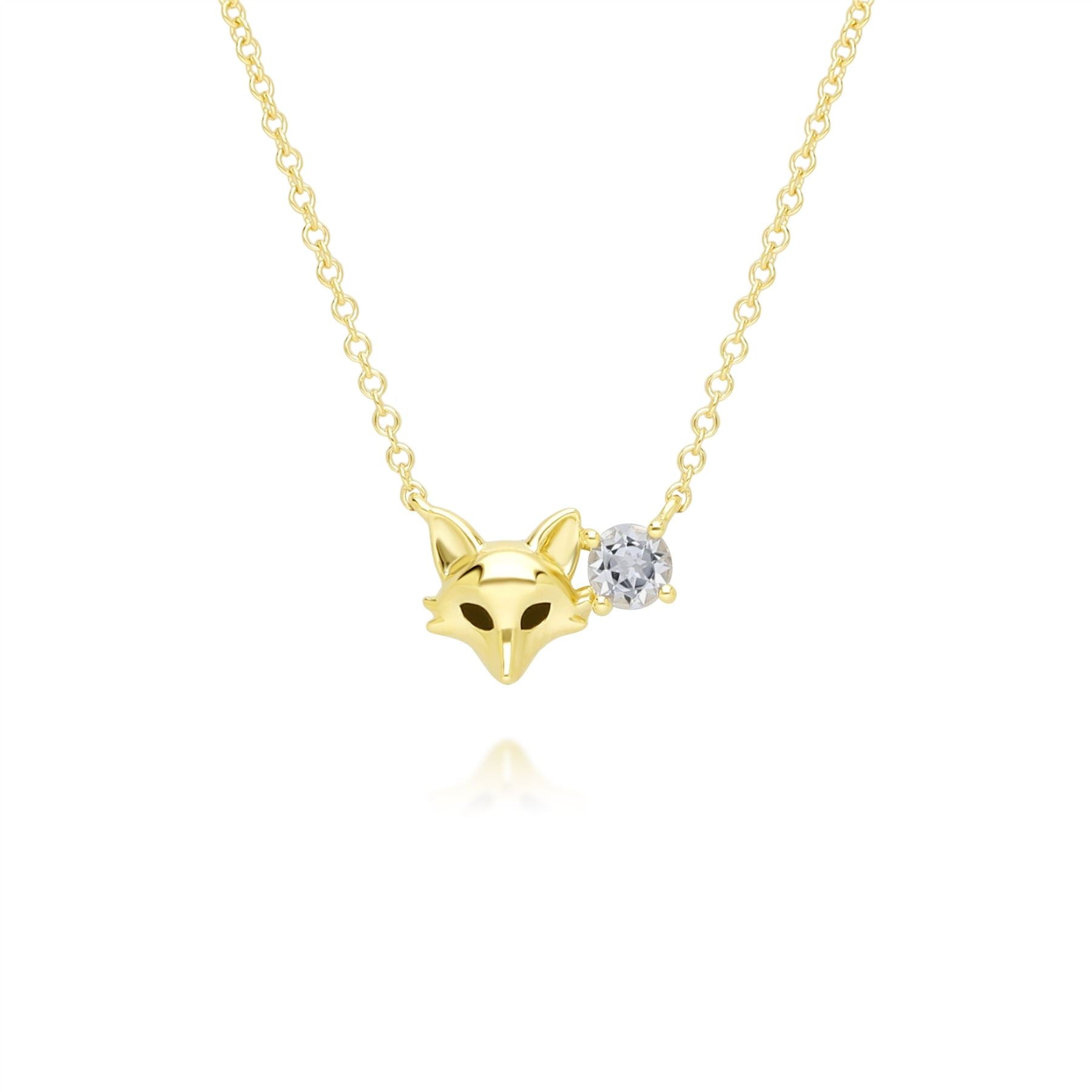 Gardenia Topaz Fox Necklace In 9ct Yellow Gold