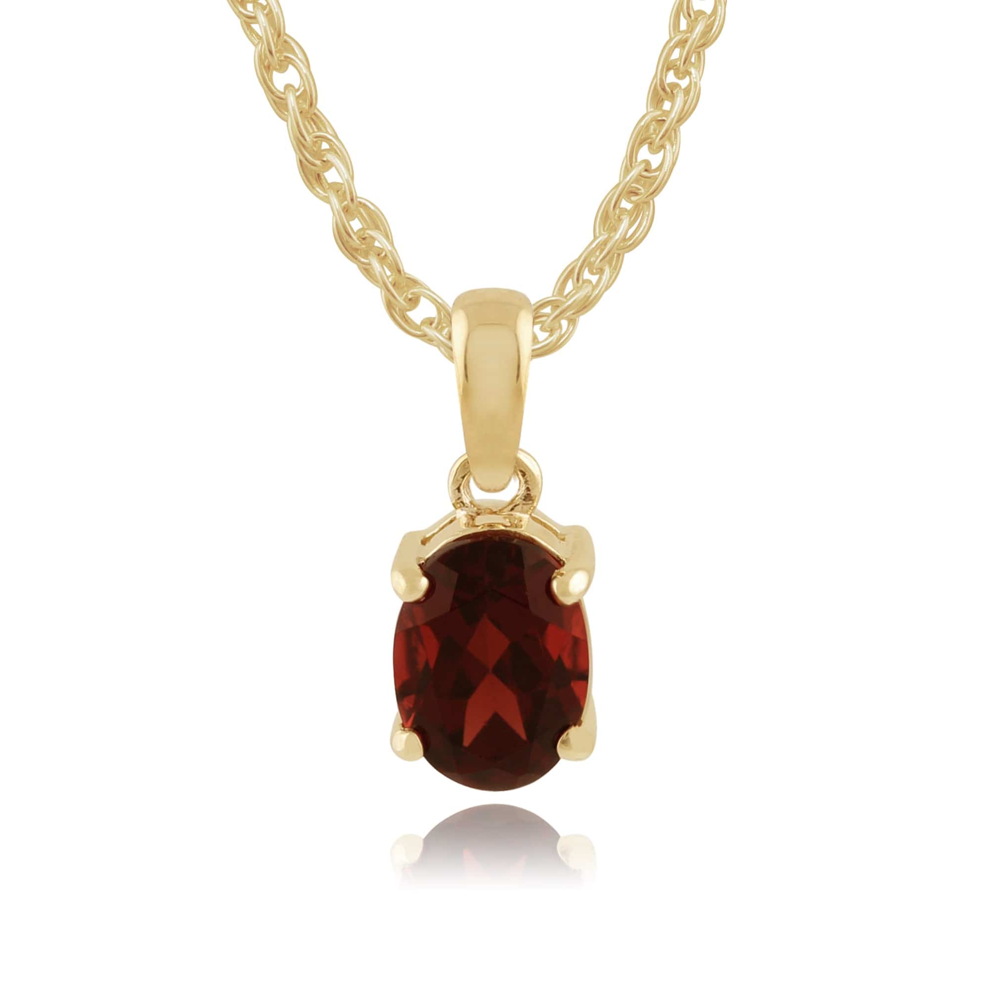 Classic Oval Garnet Pendant in 9ct Yellow Gold - Gemondo