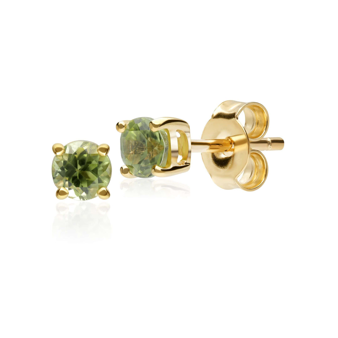 11562 Classic Round Peridot Stud Earrings in 9ct Yellow Gold 1